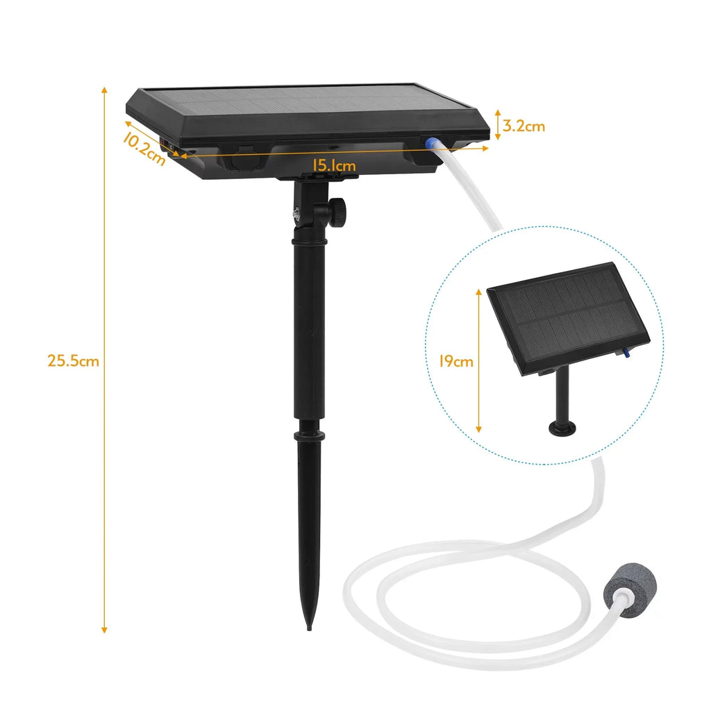 moobody 5.5V 1.5W Solar Air Pump Fish Tank Oxygenator with Aquarium Pipe & Air Bubble Stone Pond Oxygen Pump Aerator Rechargeable for Fishing Fish Tranportation Small Ponds Pools liquid Circulation