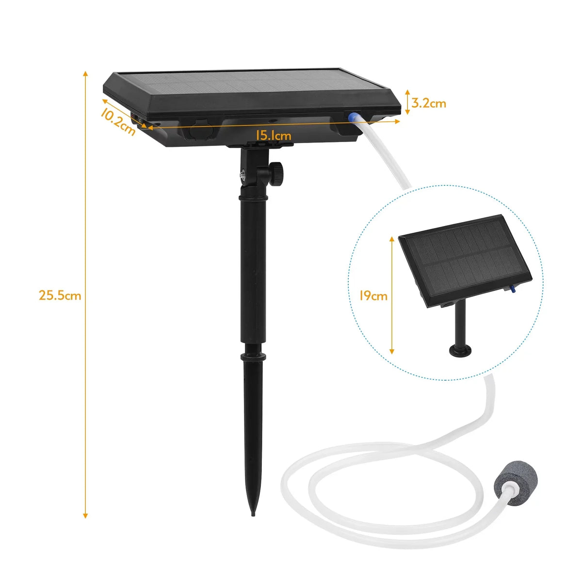 moobody 5.5V 1.5W Solar Air Pump Fish Tank Oxygenator with Aquarium Pipe & Air Bubble Stone Pond Oxygen Pump Aerator Rechargeable for Fishing Fish Tranportation Small Ponds Pools liquid Circulation