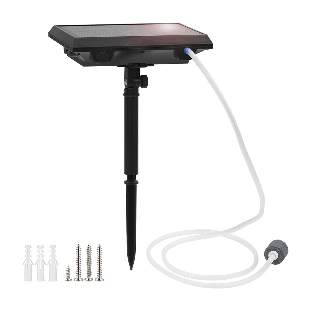 moobody 5.5V 1.5W Solar Air Pump Fish Tank Oxygenator with Aquarium Pipe & Air Bubble Stone Pond Oxygen Pump Aerator Rechargeable for Fishing Fish Tranportation Small Ponds Pools liquid Circulation