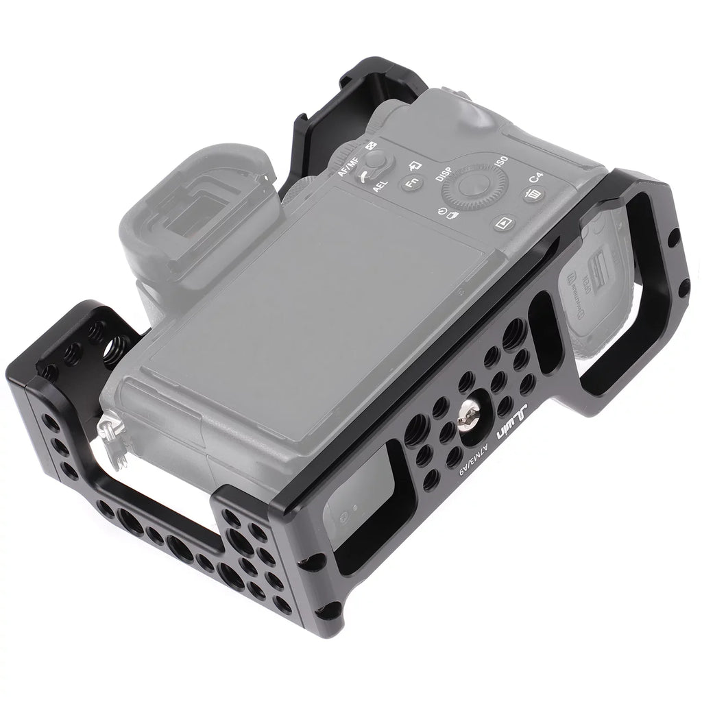 Cage Aluminum Alloy Video Cage Replacement for  A7M3 A7R3 A9 Mirrorless with Cold Shoe Mount 14 Inch & 38 Inch Screw Holes