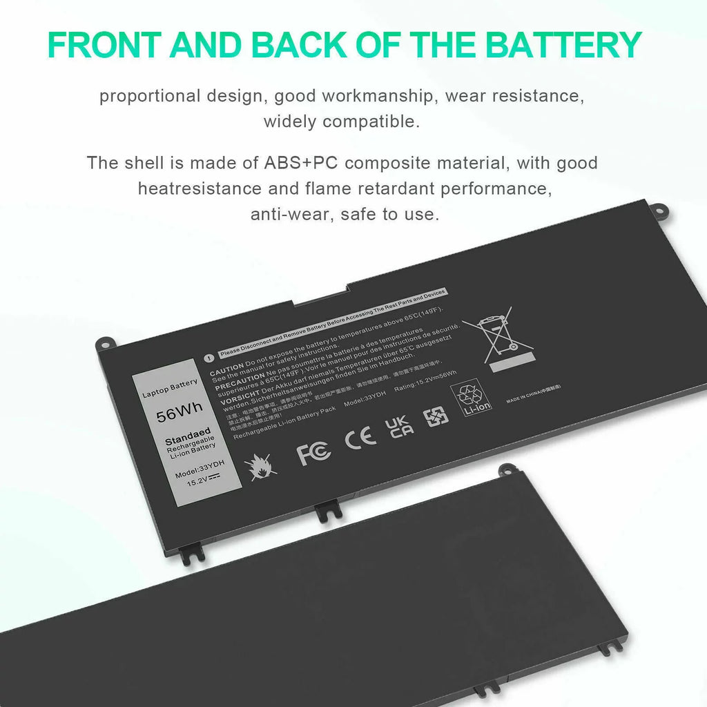For  Latitude 3580 3590 Inspiron 7779 7786 Laptop 56Wh 4-Cell Battery 33YDH