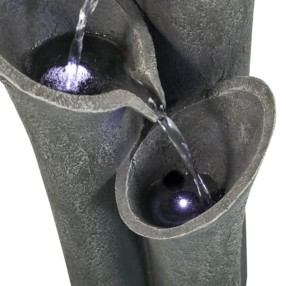 Outdoor moisture Fountain with LED Lights 33.4" H Curved Cascading Indoor, Waterfall Garden Fountain with Built-in Quiet Pump Perfect Garden liquid Feature, Patio Fountain