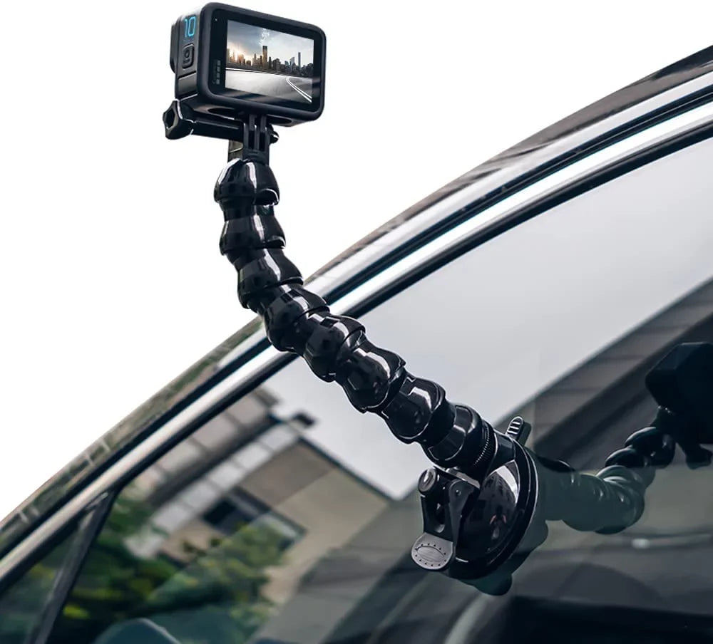 Flexible Gooseneck Suction Cup Camera Car Mount matching with Gopro Hero 10 Black,Hero 9/8/7/6/5 Black,DJI