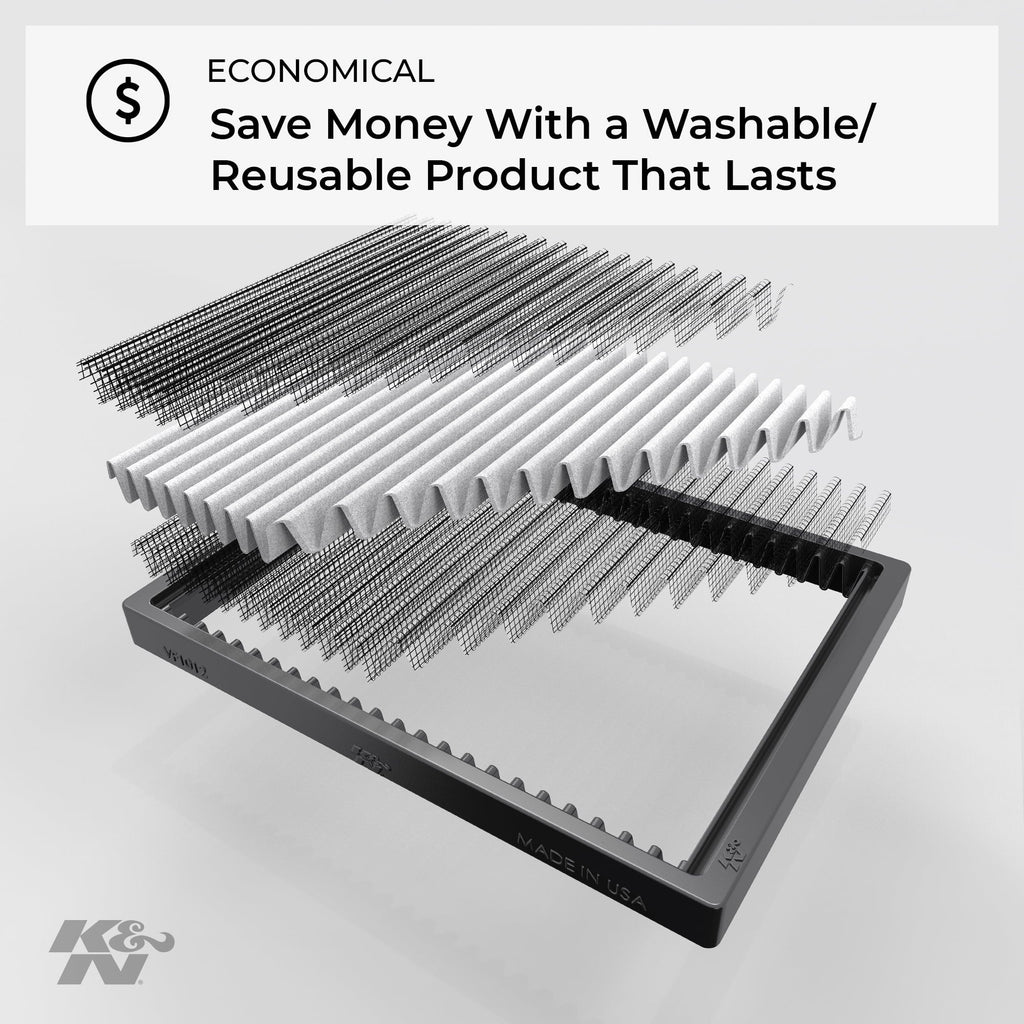 K&N Cabin Air Filter: Washable and Reusable: Designed For Select 2007-2016 Chevy/GMC/Buick/Saturn (Traverse, Acadia, Enclave, Outlook) Vehicle Models, VF1012