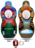 Inflatable Two Sided Football & Baseball Target Set - Includes One Inflatable 5 Foot Tall Target (Football Player on one side and Baseball Catcher on 2nd Side), a Soft Mini Football and Mini Baseball