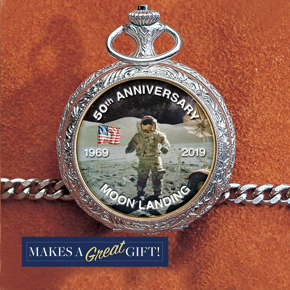 American Coin Treasures Moon Landing Eisenhower Bicentennial Dollar Men's Pocket Watch