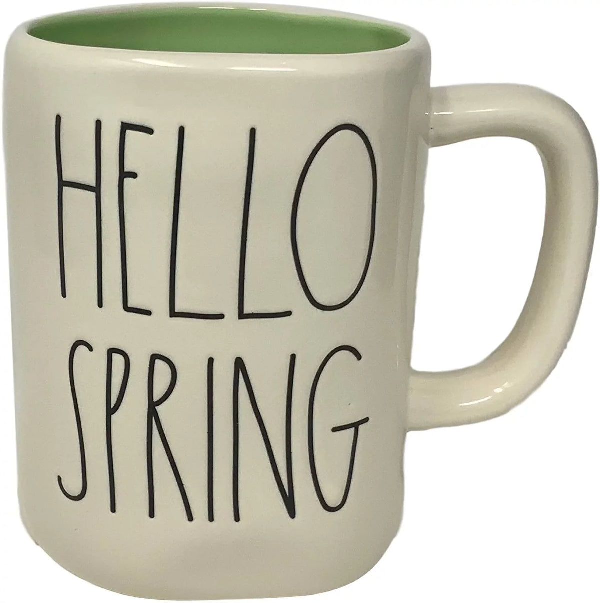 Rae Dunn"Hello Spring" Coffee Mug - Artisan Collection, By Magenta - Beautiful Ceramic/Pottery Rae Dunn Coffee Mug With"Hello Spring" Spelled In Large LL Font - Spring Green Color Inside