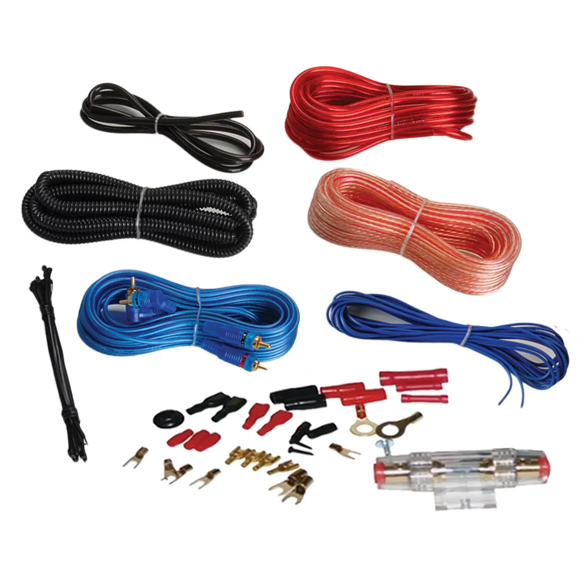 21-29' Pontoon vessel Audio Bundle: Pyle Double DIN Bluetooth Marine Receiver, 4x 6.5'' Waterproof White Speakers, 4-Channel Amplifier, Amp Installation Kit, 18 Gauge 50 FT Speaker Wire, Radio Antenna