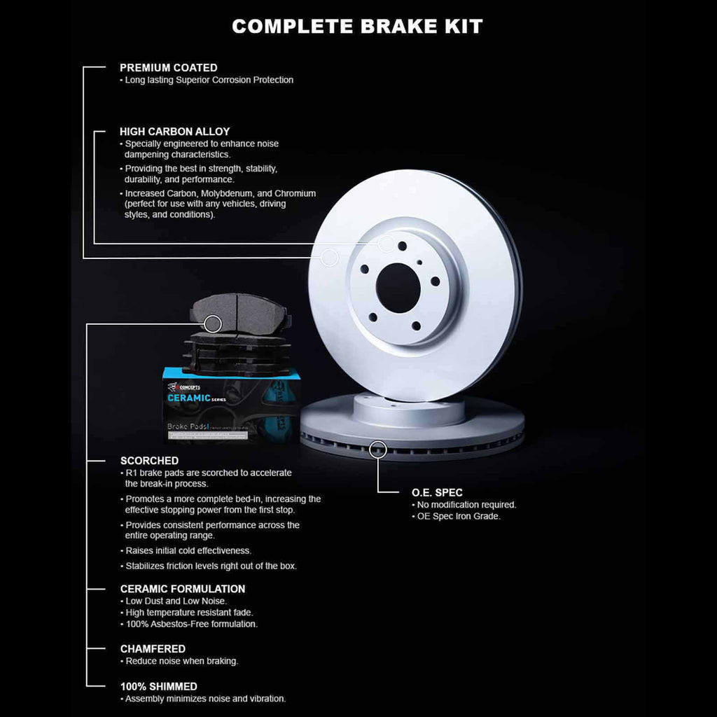 R1 Concepts Wdwh1 76060 R1 Concepts Brake Rotor Carbon Coated With Ceramic Pads Fits select: 2004-2007  HIGHLANDER, 2004-2009 LEXUS RX