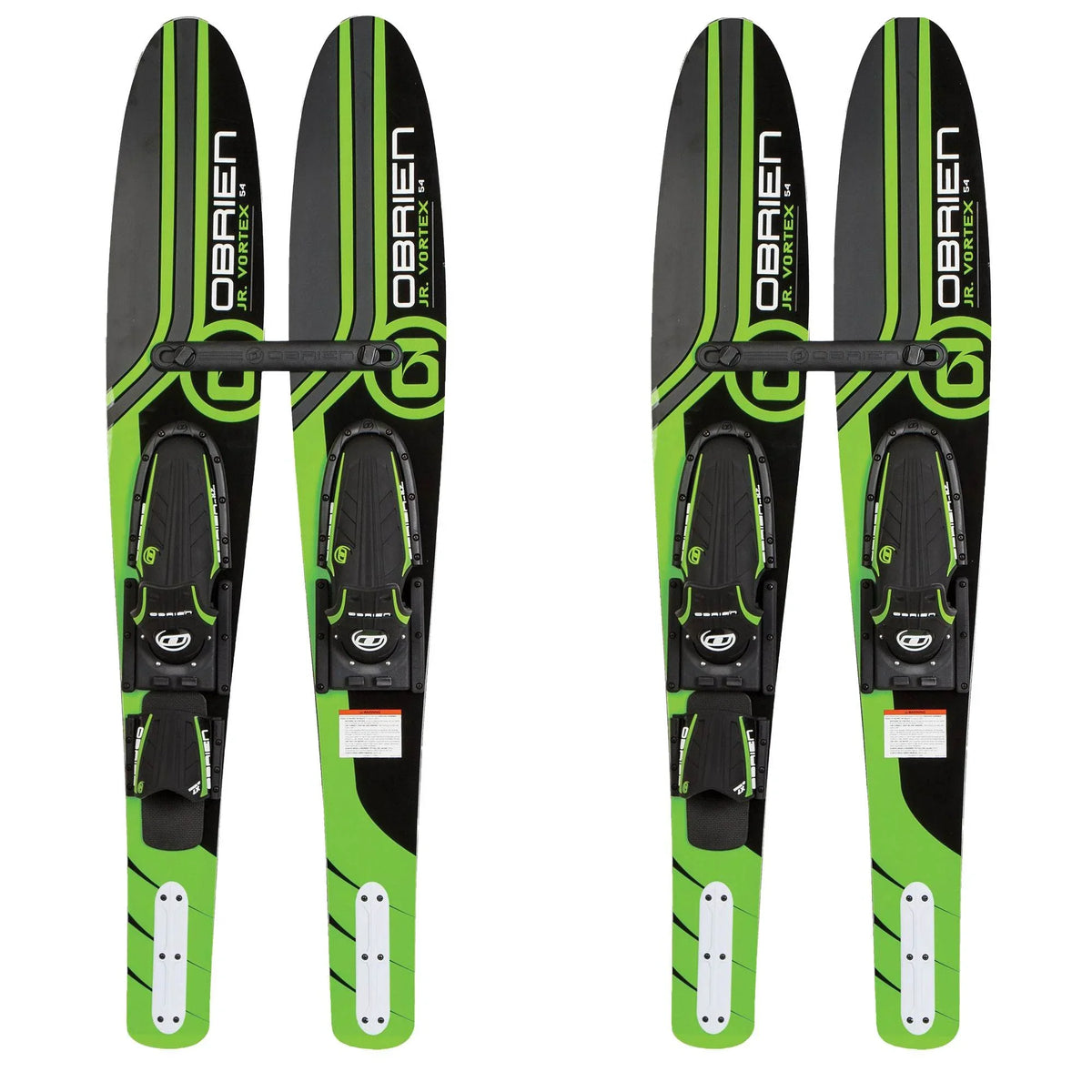 OBrien 54" Adjustable Combo aqua Skis, Kids Size 2-Mens Size 7, Green (2 Pack)