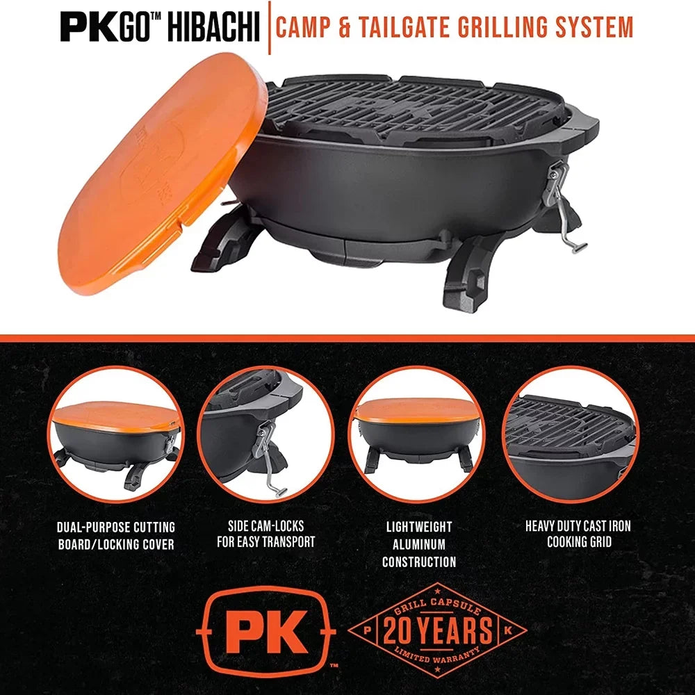 PKGO Hibachi Charcoal Grill Orange. PK Grills 17 in