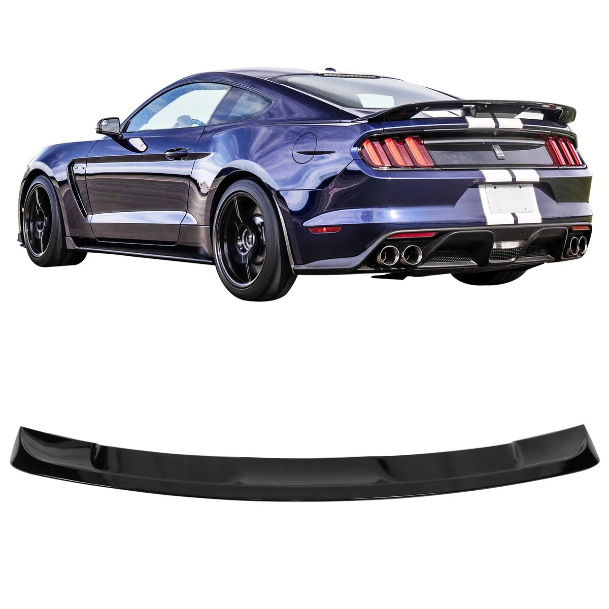 Ikon Motorsports appropriate with 15-23  Mustang Coupe GT500 Style Rear Trunk Spoiler Wing Gloss Black - ABS 2015 2016 2017 2018 2019 2020