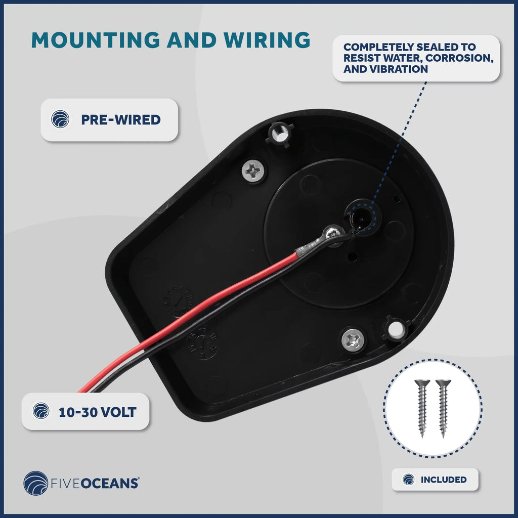 Five Oceans ship Navigation Lights - LED Bow Light, Navigation Lights for Boats LED Red and Green, ship Lights Navigation Horizontal Mount Bi-Color Light, 12V, USCG Rules 2NM - FO4429