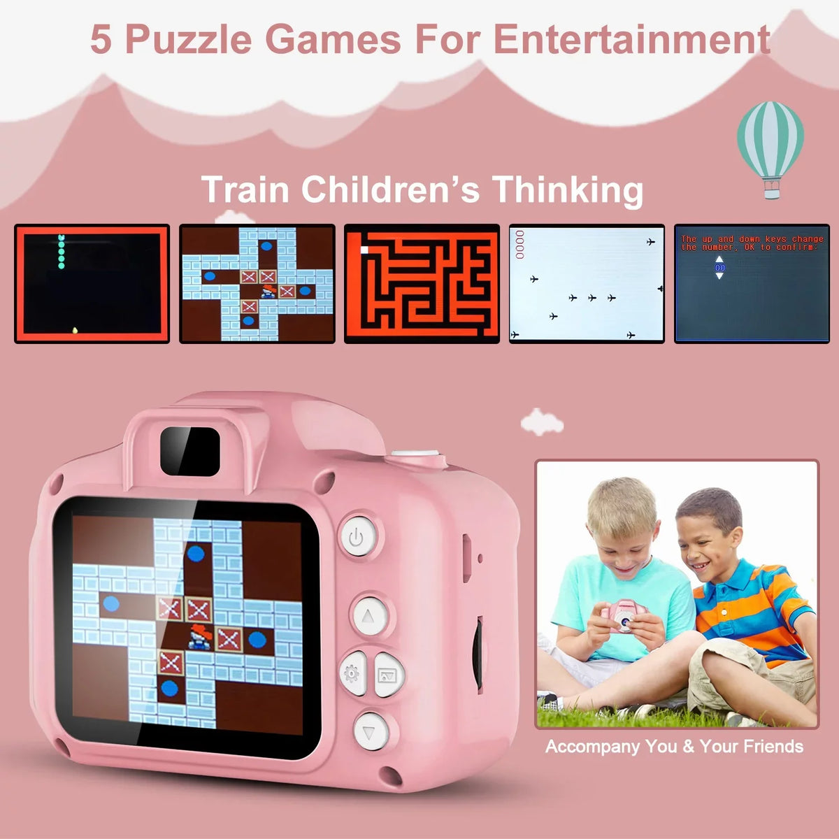 iMounTEK Kids Digital Camera with 2.0” Screen 12MP 1080P FHD Video Camera 4X Digital Zoom Games 32GB Card Supported Shockproof Child Camcorder for 3-10 Years Boys Girls