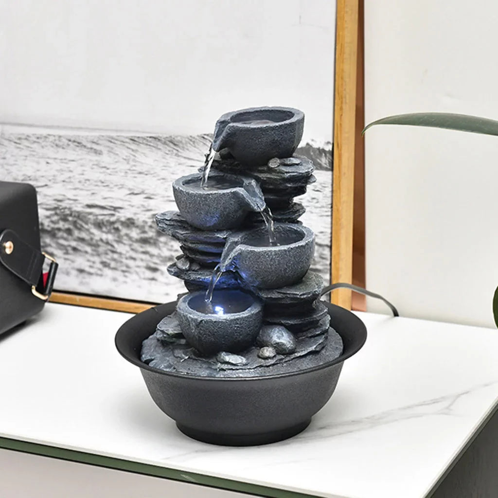Tabletop moisture Fountain with s Feng Shui Outdoor Waterfall Landscape Home Bedroom , E