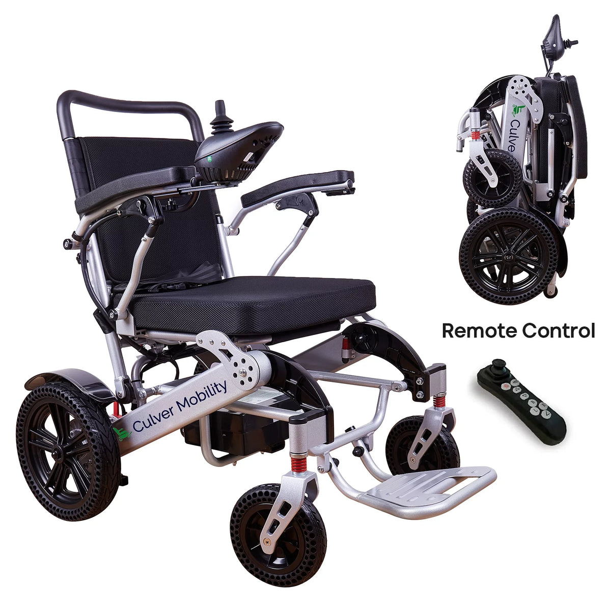 Alton Mobility - Exclusive Lightweight and Foldable Electric Power Wheelchairs 360lbs - 500W - 20 miles - SILVER
