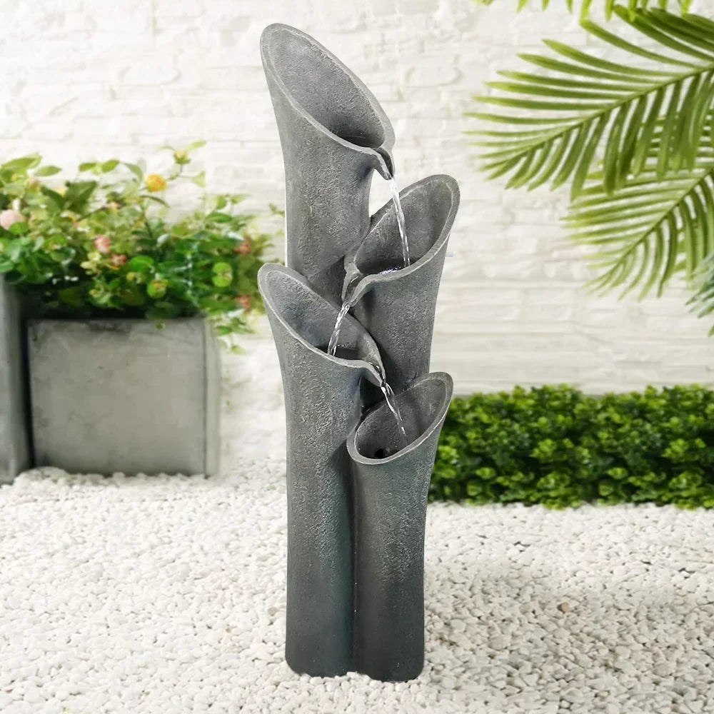 Outdoor moisture Fountain with LED Lights 33.4" H Curved Cascading Indoor, Waterfall Garden Fountain with Built-in Quiet Pump Perfect Garden liquid Feature, Patio Fountain