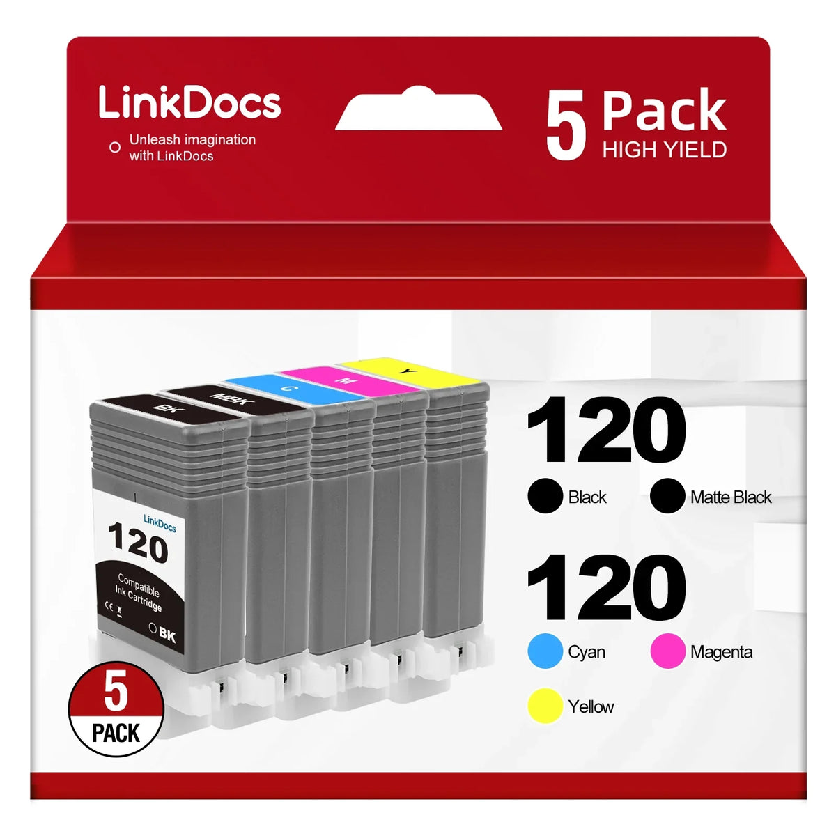 PFI120 PFI-120 Ink Cartridges Replacement for  PFI120 PFI-120 PFI-120MBK PFI-120BK PFI-120C PFI-120M PFI-120Y Work for  ImagePROGRAF IPF TM-200 TM-205 TM-300 TM-305 and GP-200 GP-300 Printer