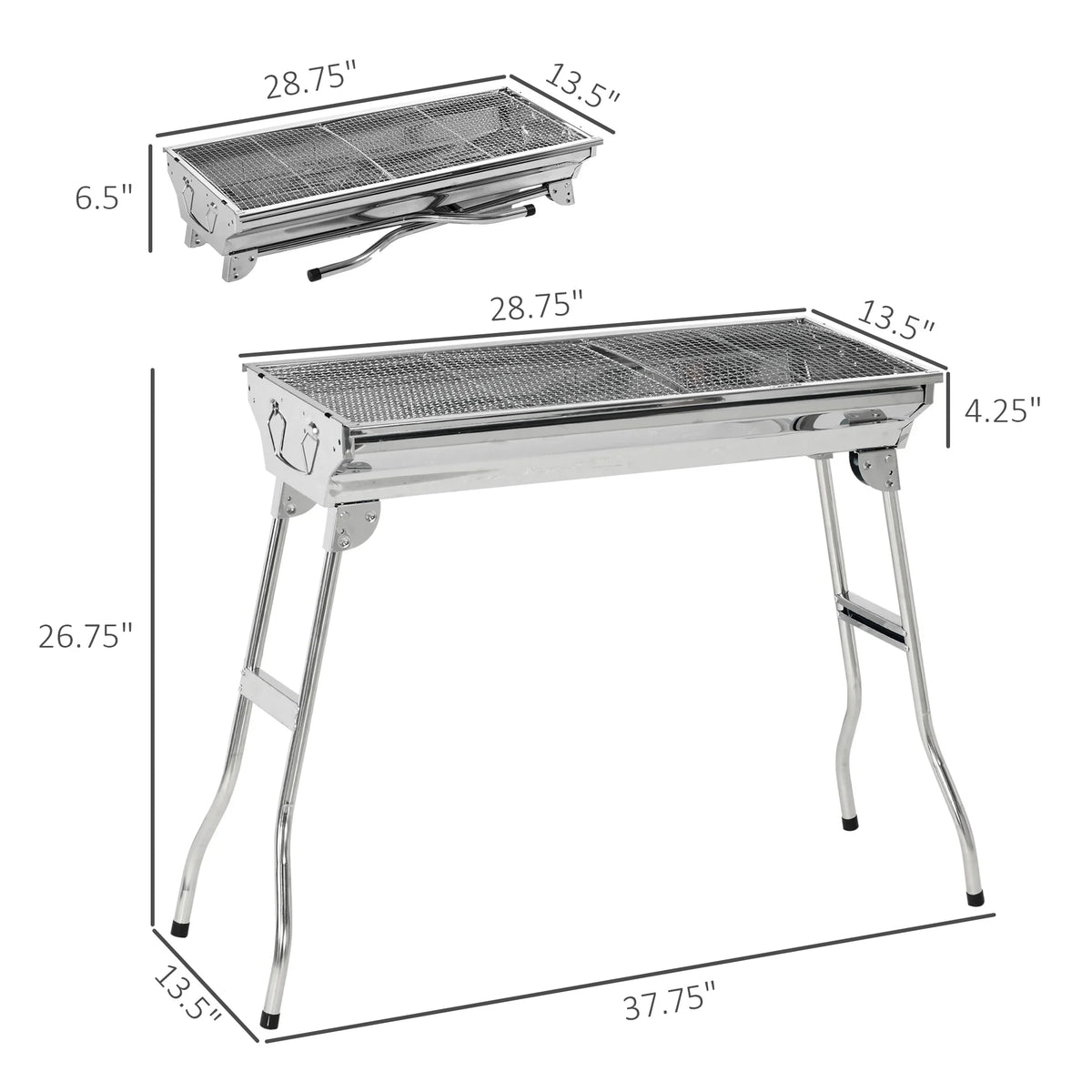 HQZX Portable Charcoal Grill,Stainless Steel Folding Outdoor BBQ Grill for Picnic,Party Grill Rack