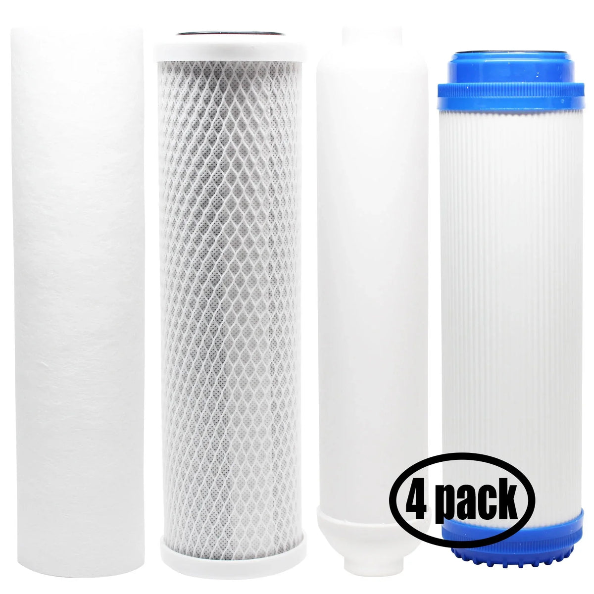 4-Pack Replacement for Filter Kit for Reverse Osmosis Revolution RCC1UP RO System - Includes Carbon Block Filter, PP Sediment Filter, GAC Filter & Inline Filter Cartridge - Denali Pure Brand