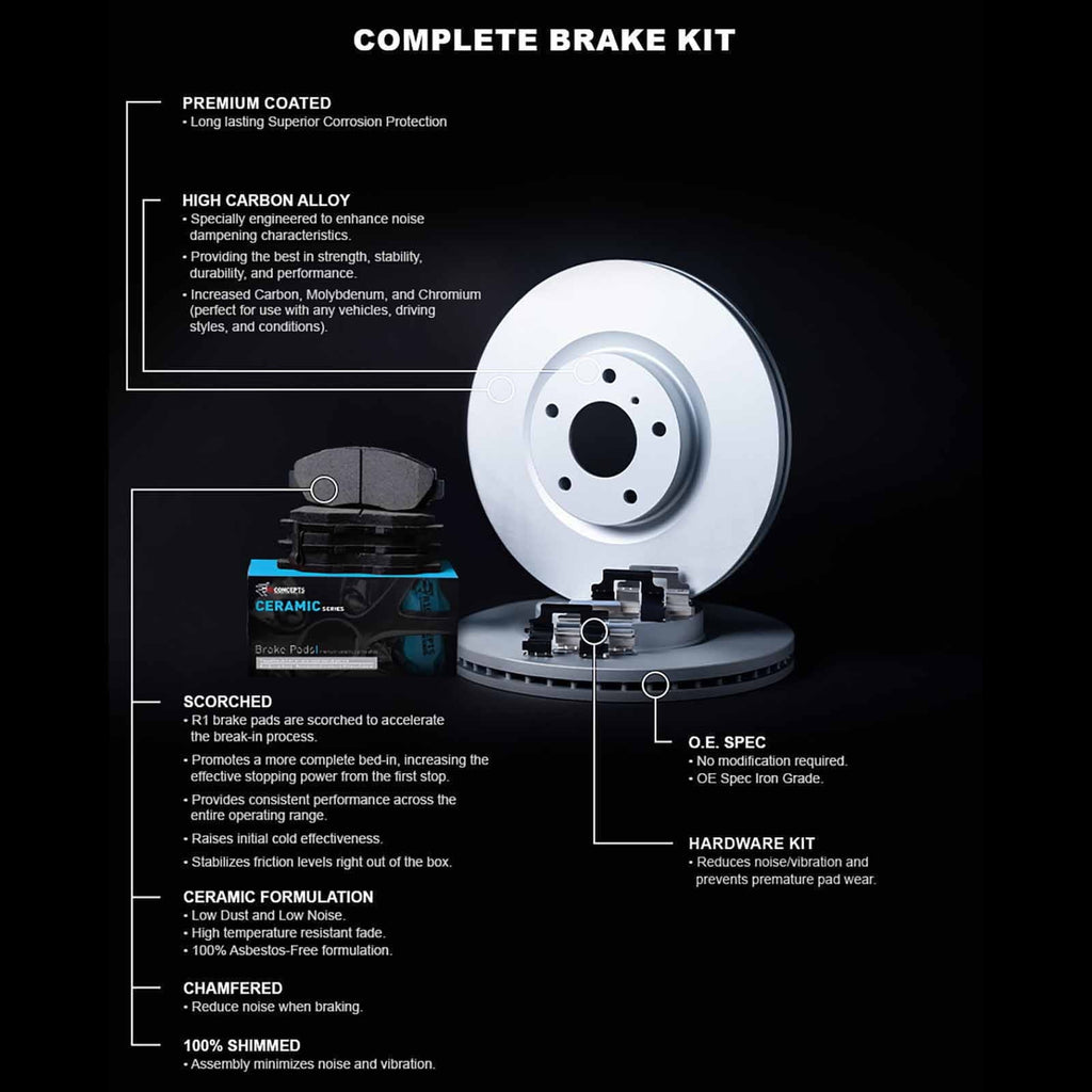 R1 Concepts Wdwh1 76060 R1 Concepts Brake Rotor Carbon Coated With Ceramic Pads Fits select: 2004-2007  HIGHLANDER, 2004-2009 LEXUS RX