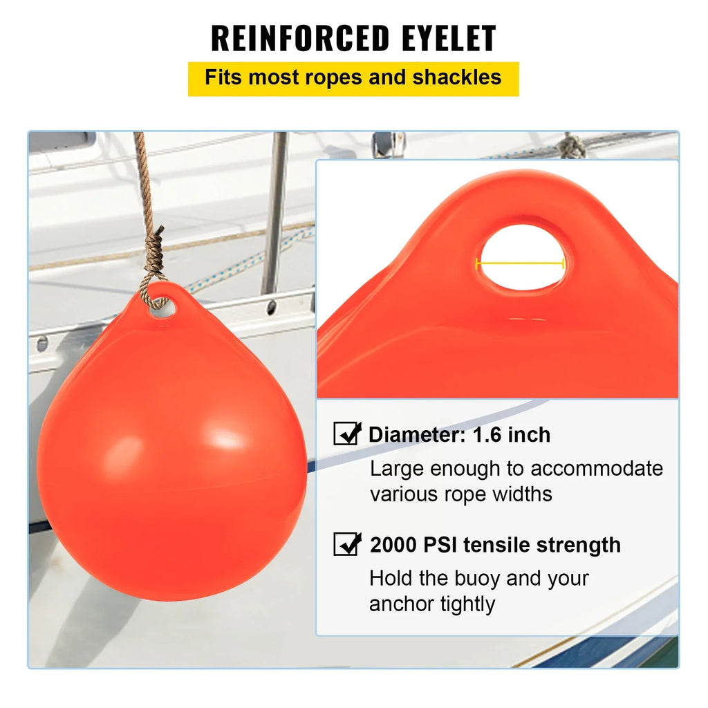 BENTISM craft Buoy Ball, 27in Diameter Inflatable Heavy-Duty Marine-Grade Vinyl Marker Buoy, Round craft Mooring Buoy, Anchoring, Rafting, Marking, Fishing, Orange