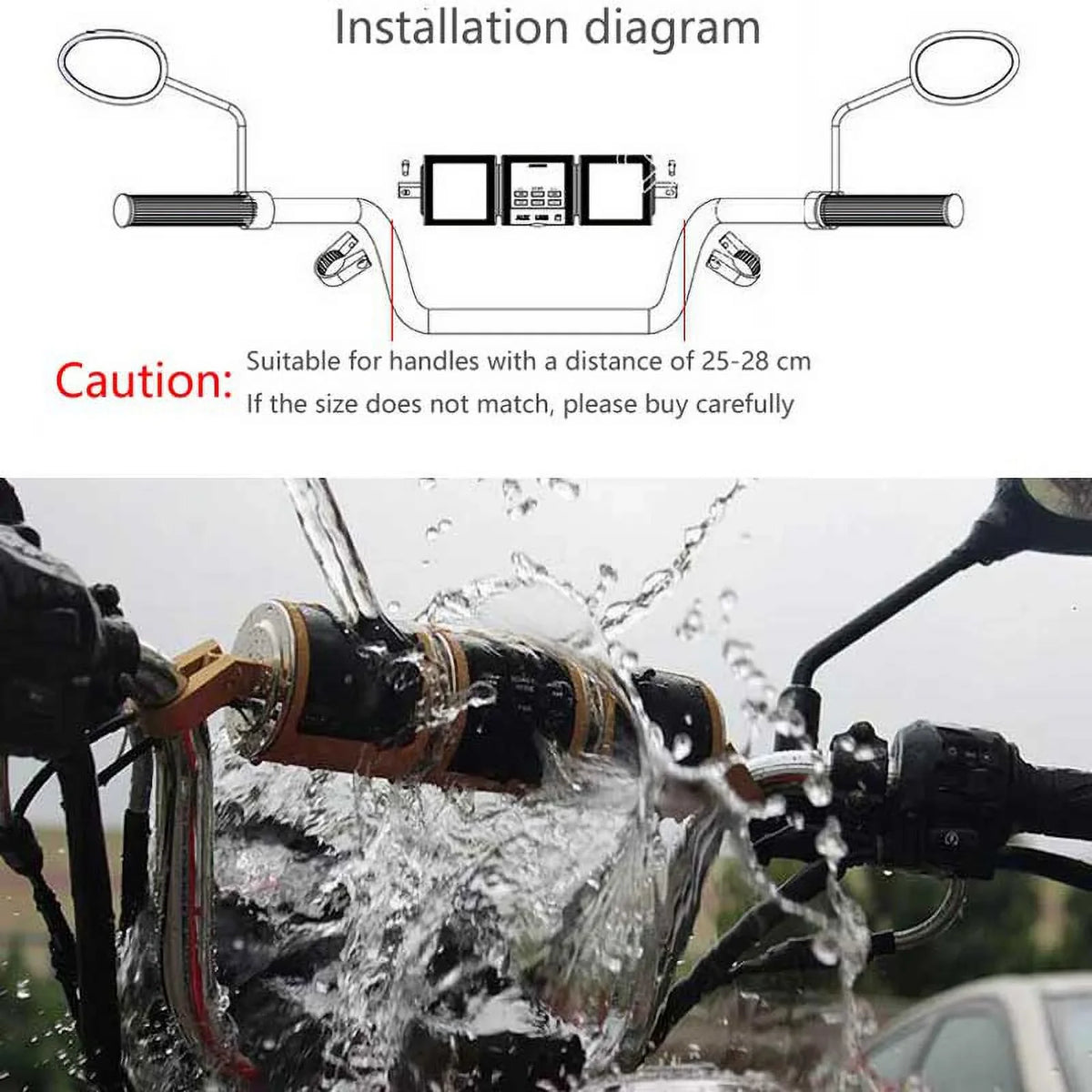 Motorcycle Bluetooth V2.1+ EDR Audio Speaker Waterproof impervious Motorbike Stereo FM Radio USB TF Card MP3 Player