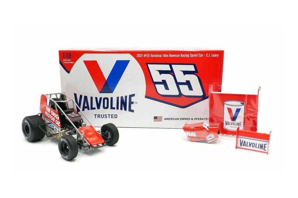 Leary "Valvoline" - Acme A1809515 - 1/18 scale Diecast Car. 2021 Winged Sprint Car, #55 C.J