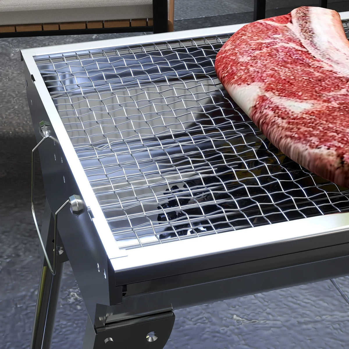 HQZX Portable Charcoal Grill,Stainless Steel Folding Outdoor BBQ Grill for Picnic,Party Grill Rack
