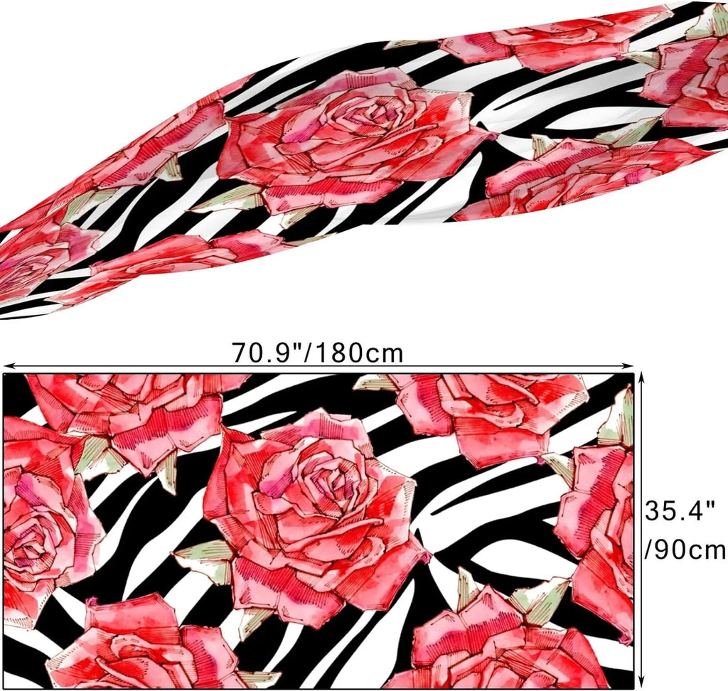 Hyjoy Watercolor Red Roses Long Silk Neck Scarf Lightweight Shawl Wrap Scarves for Women Girls