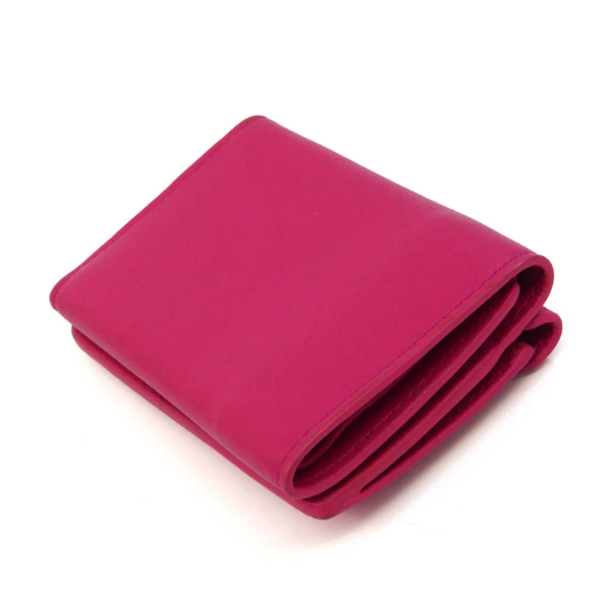 Pre-Owned Balenciaga Paper Mini Wallet 391446 Women's Leather Wallet (tri-fold) Pink (Good)