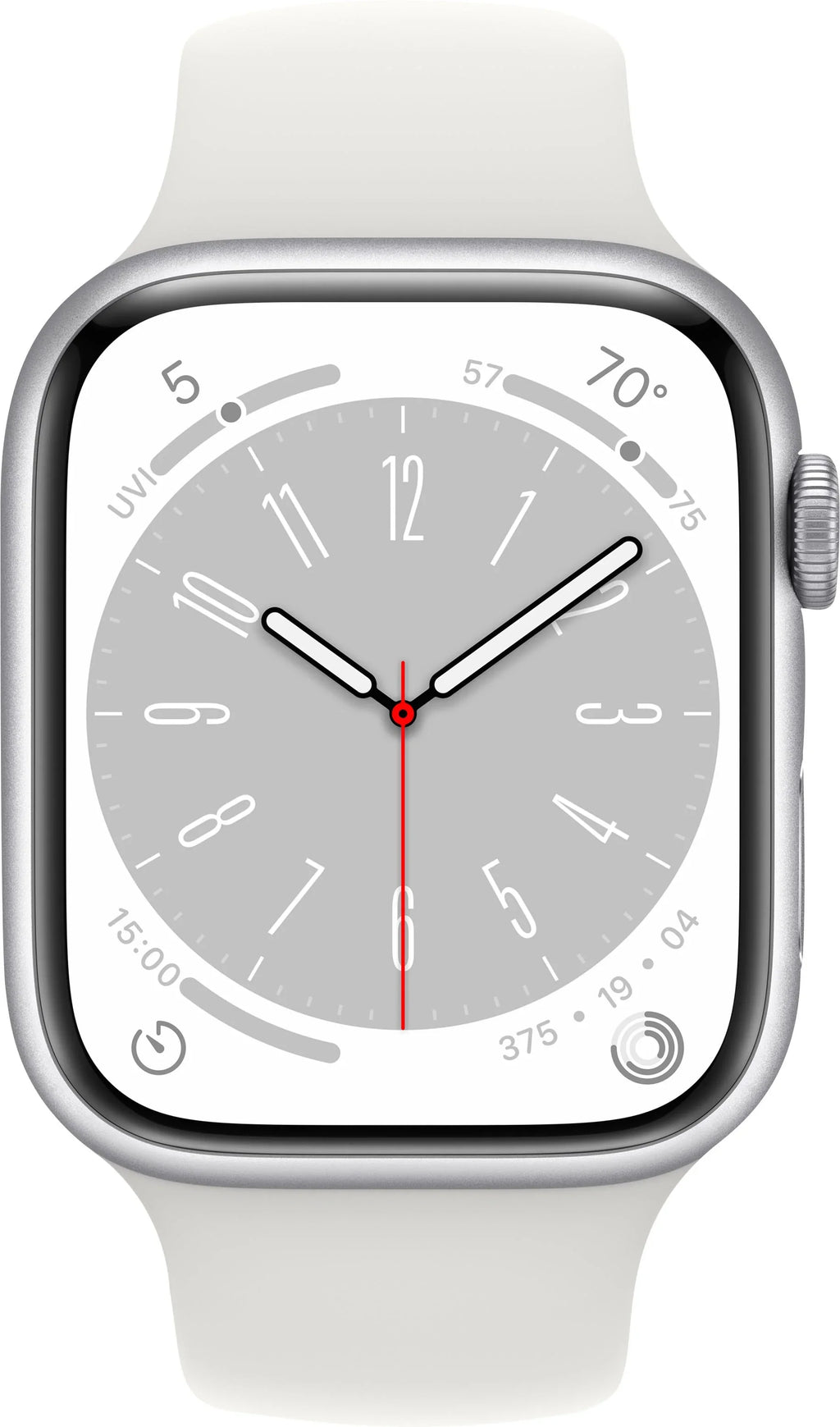 Restored  Watch Gen 8 Series 8 45mm Silver Aluminum - White Sport Band MP6Q3LL/A (Refurbished)