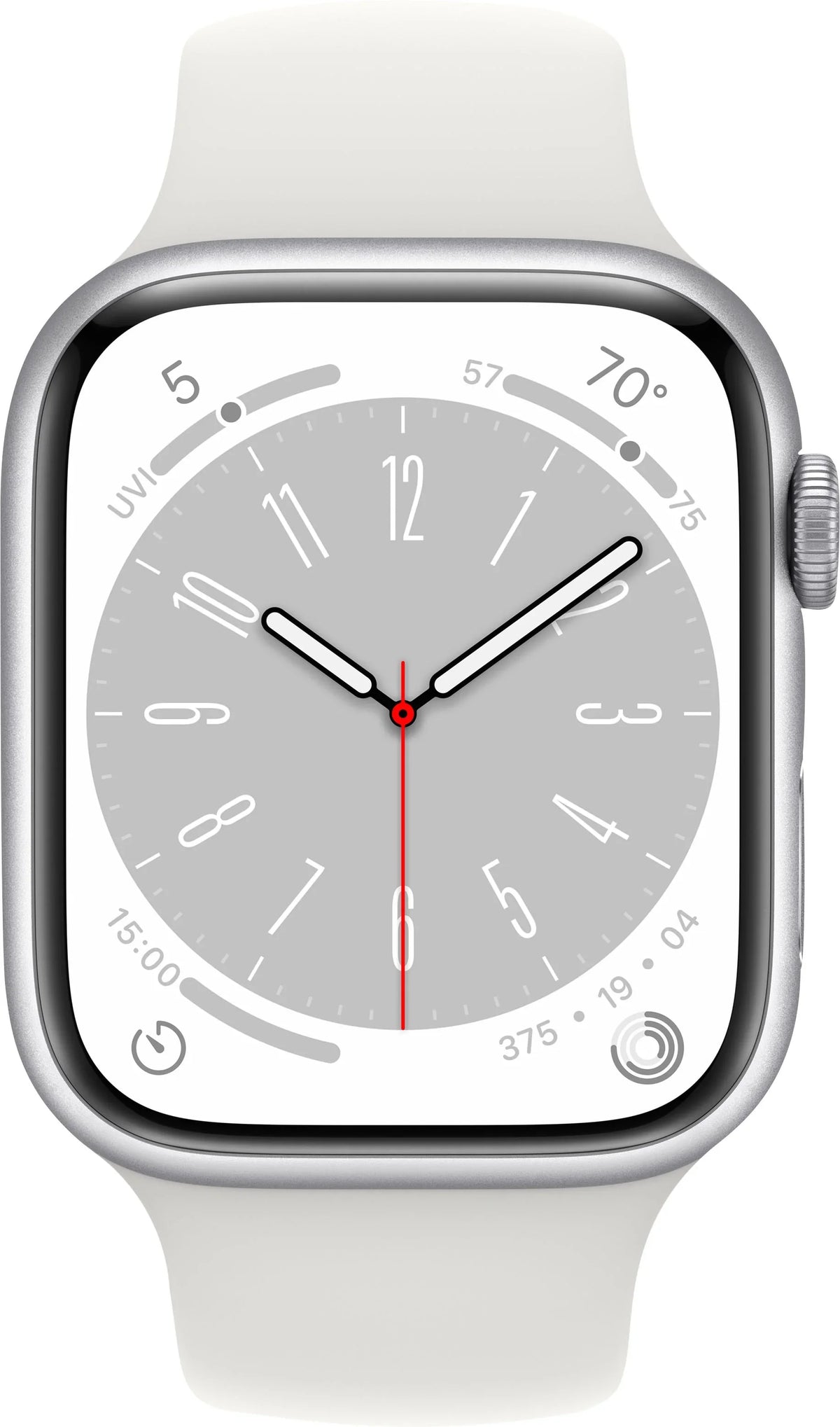 Restored  Watch Gen 8 Series 8 45mm Silver Aluminum - White Sport Band MP6Q3LL/A (Refurbished)
