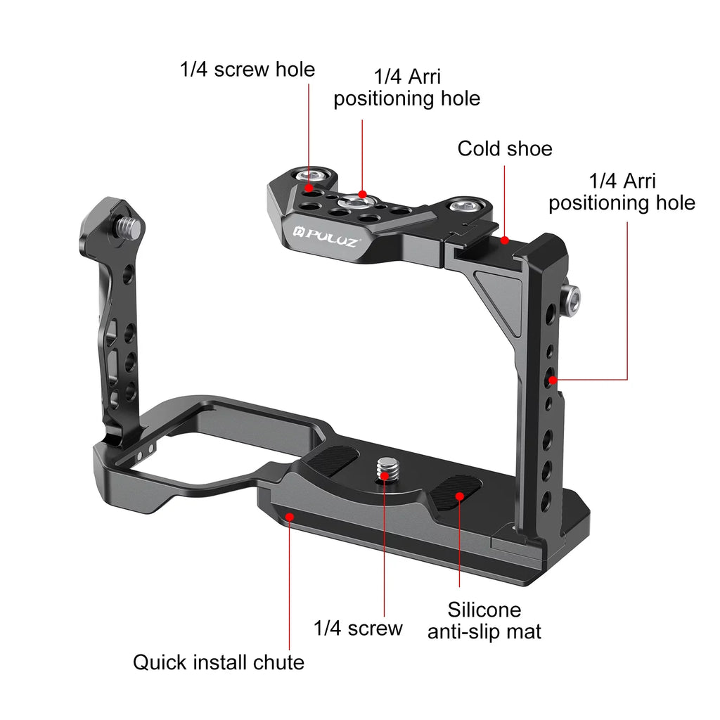 For  ILME-FX30 / FX3 PULUZ Metal Camera Cage Stabilizer Rig with NOTA Slider(Black)