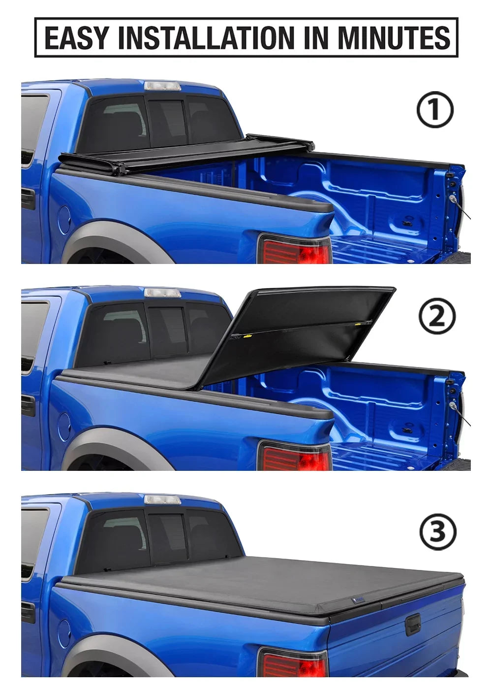 TYGER TG-BC3F1019 Tri-Fold Pickup Tonneau wrap Fit 09-14  F-150 (NOT Raptor Series) w/o Utility Track 5.5 feet (66 inch) Trifold Truck Cargo Bed Tonno shield (NOT For Stepside) 2010 2011 2012 2013