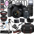 EOS 800D Rebel T7i DSLR Camera w/EF-S 18-55mm F/4-5.6 is STM Zoom Lens + 75-300mm F/4-5.6 III Lens + 128GB Memory + Case + Tripod + Filters 38pc Bundle