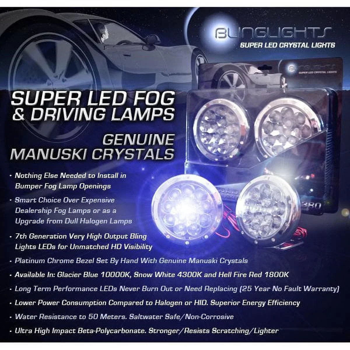 For 2005 2006 2007 2008 2009 Mercedes R171 SLK 280 LED Foglamps Fog Lamps Driving SLK280 Lights Kit
