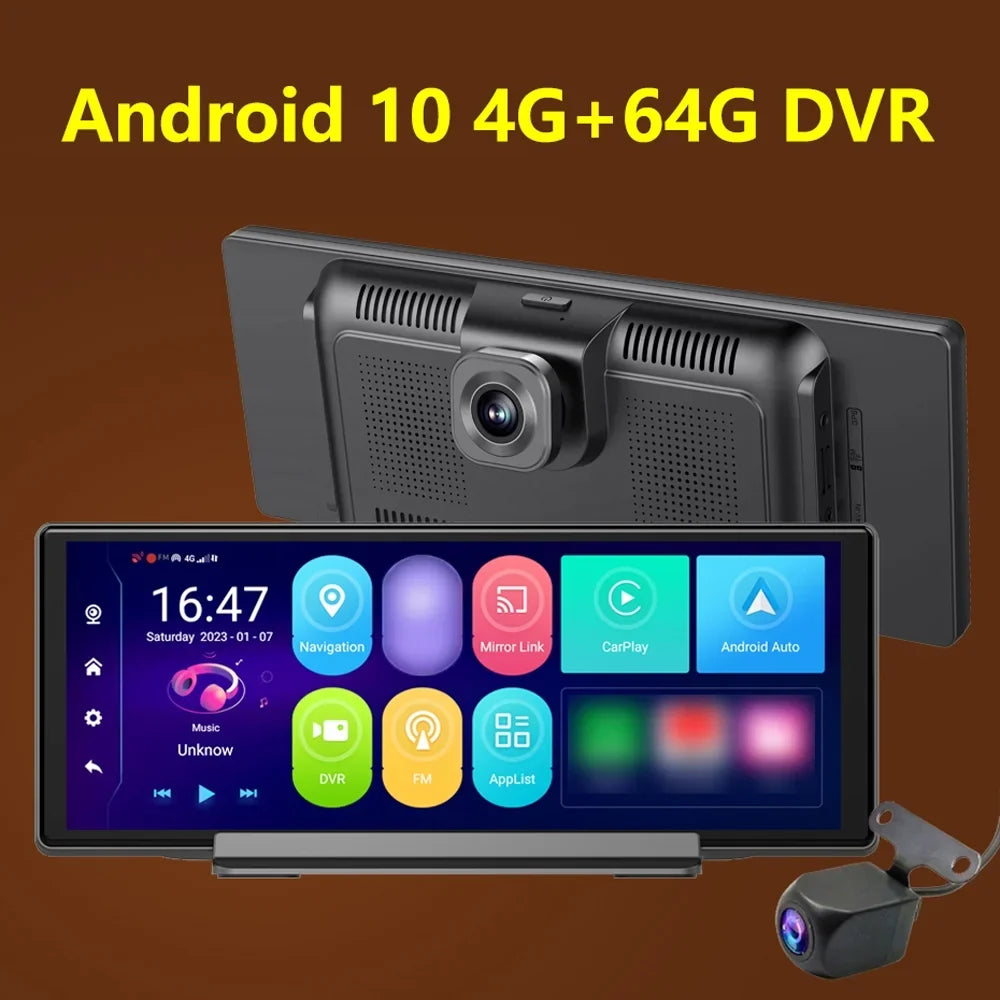 Anself 10.26 Inch Dual Camera Car DVR Android 10.0 GPS Navigation Dashcam WIFI