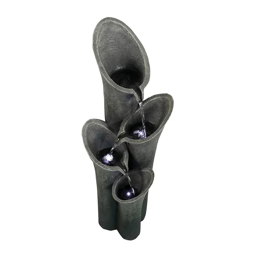 Outdoor moisture Fountain with LED Lights 33.4" H Curved Cascading Indoor, Waterfall Garden Fountain with Built-in Quiet Pump Perfect Garden liquid Feature, Patio Fountain