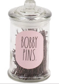 Rae Dunn Bobby Pins (300) Clear Glass Jar with lid.