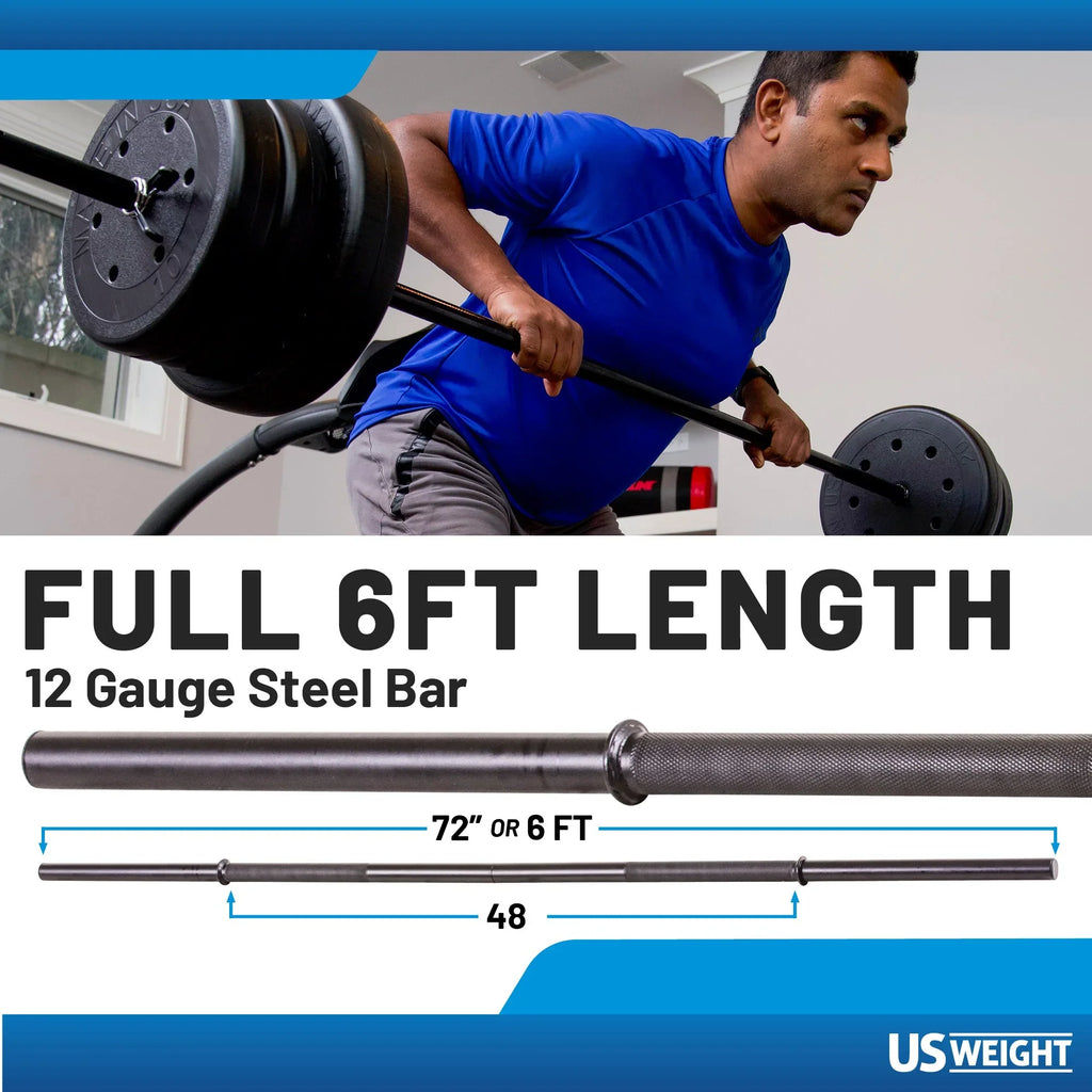 Weights, Two Dumbbell Bars & Full 6-foot Length Bar. and Four 5 lb. 105 lb Barbell and Dumbell  Weight Set Featuring Two 20 lb., Four 10 lb