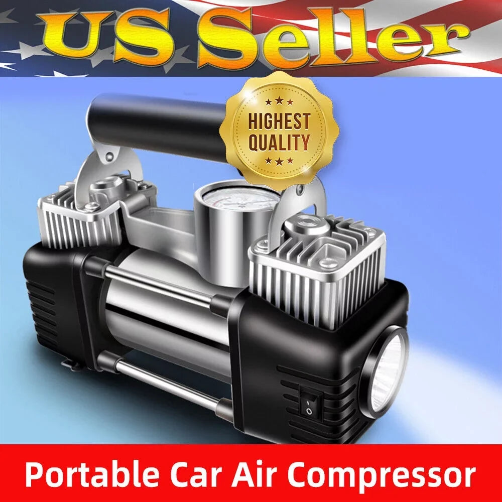 Jahy2Tech Black Portable Air Compressor 12V Electric Pump Quick Inflation 280W Roadside Assistance