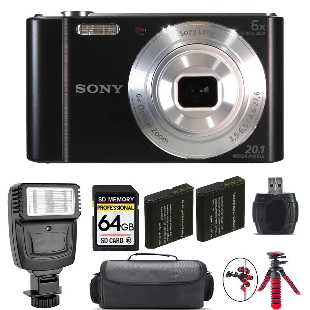 Cyber-shot DSC-W810 Digital Camera + Extra Battery + Flash - 64GB Kit