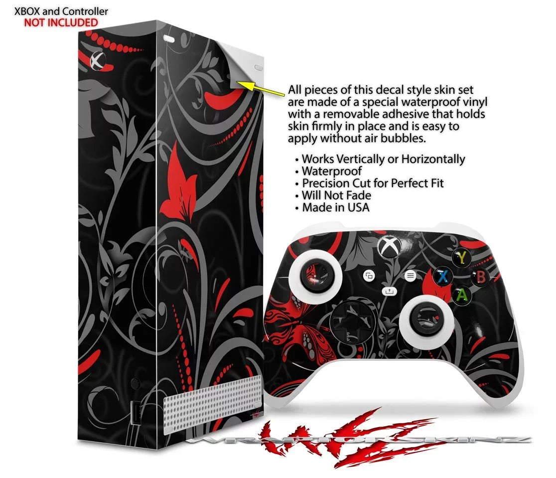 WraptorSkinz Skin Wrap matching with the 2020 XBOX Series S Console and Controller Twisted Garden Gray and Red (XBOX NOT INCLUDED)