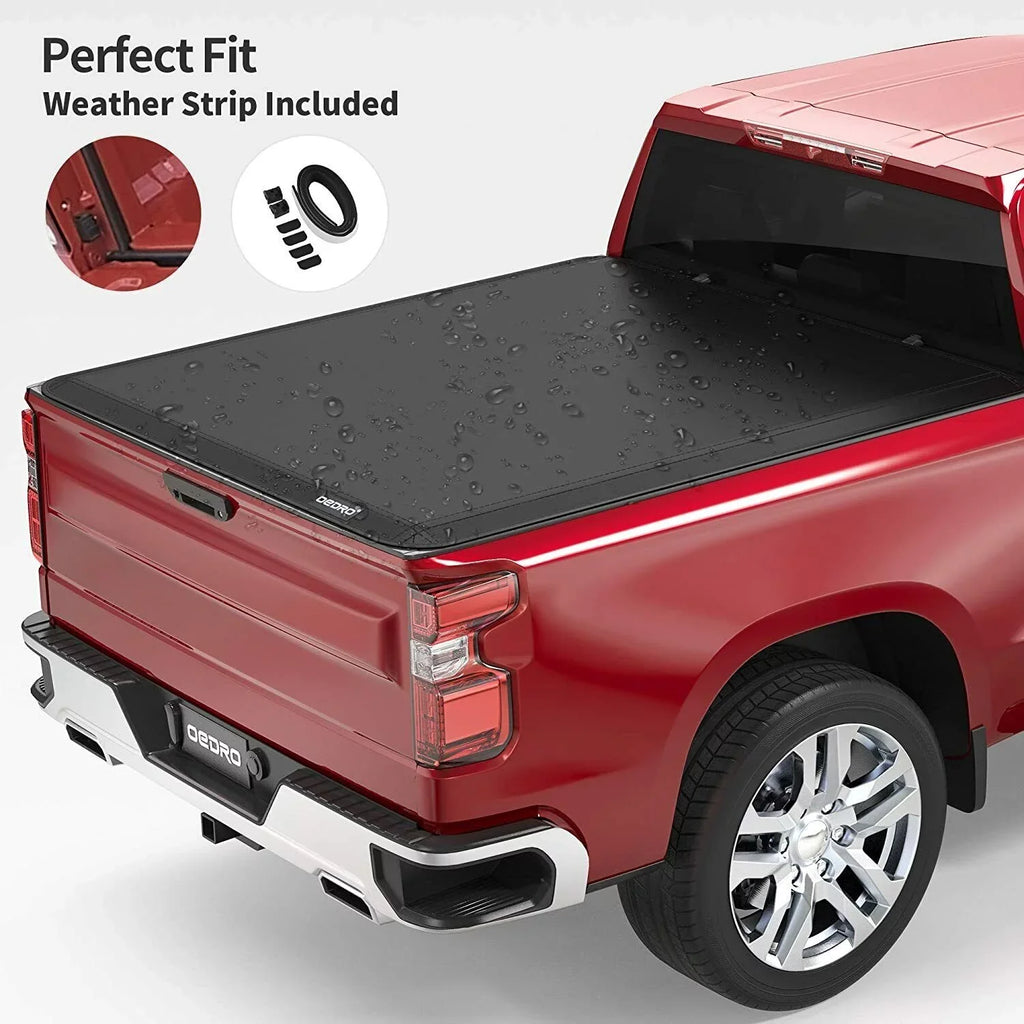 Ledkingdomus 8 Ft Soft Quad Fold Truck Bed Tonneau shield for 02-23 Dodge Ram 1500 /Ram 2500 3500