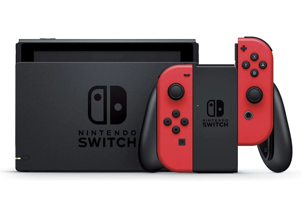 New Nintendo Switch Mario Bundle with Red Joy-Con - Bundle with Luigi's Mansion 3  & Choose One of Three Download Mario Games - 64GB Micro SD - Switch Carrying Case