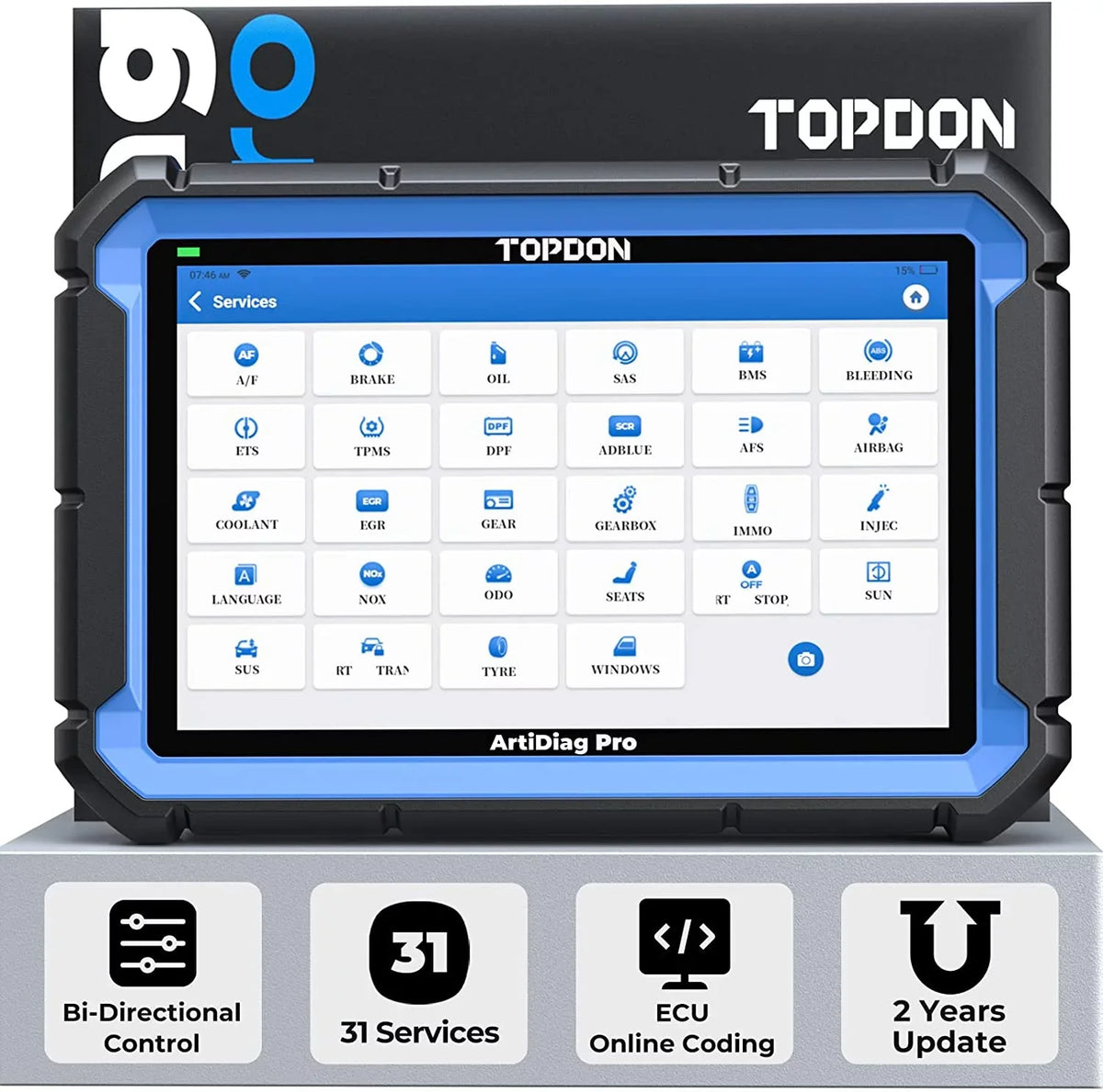TOPDON ArtiDiag Pro Car Diagnostic Scan Tool, Online-Coding & OE-Level Full Systems Diagnosis, 31+Maintenance OBD2 Scanner 2-Year Free Update