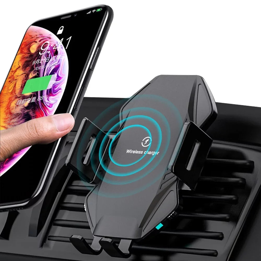 Wireless Car Charger, Saoqi 10W Smart Sensor Auto Clamping Air Vent Dashboard Windshield Car Phone Holder Mount, suitable for iPhone, , Google, , etc