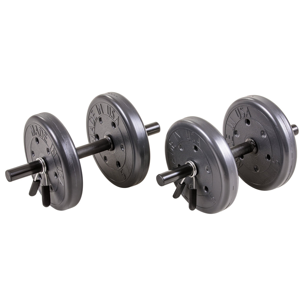 Weights, Two Dumbbell Bars & Full 6-foot Length Bar. and Four 5 lb. 105 lb Barbell and Dumbell  Weight Set Featuring Two 20 lb., Four 10 lb
