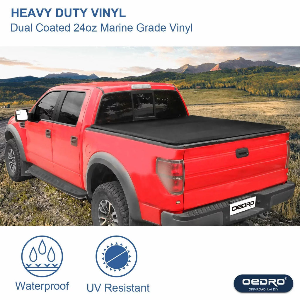 Ledkingdomus 8 Ft Soft Quad Fold Truck Bed Tonneau shield for 02-23 Dodge Ram 1500 /Ram 2500 3500